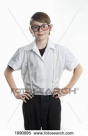 Stock Photography - nerdy kid in glasses. Fotosearch