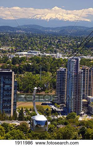 ohsu tram and mount hood; portland, oregon, united states of america View Large Photo Image Stock Photograph - ohsu tram and mount hood; portland, oregon, united states of america. Fotosearch