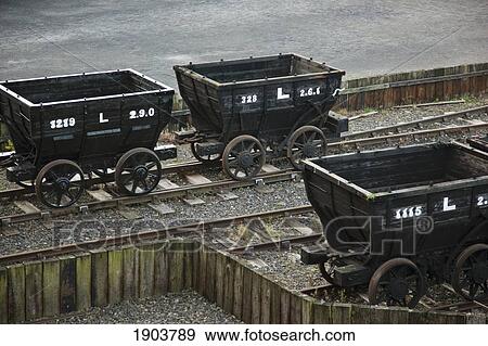 old railway storage cars sitting empty on a rail track; beamish, durham, england View Large Photo Image Stock Photo - old railway storage cars sitting empty on a rail track; beamish, durham, england. Fotosearch