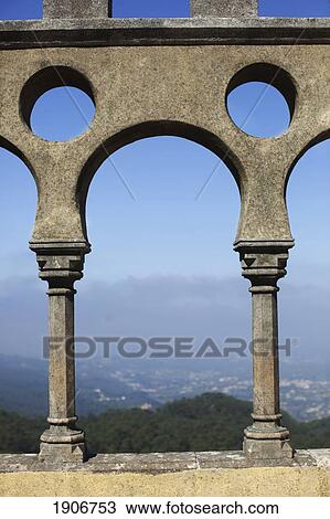 Stock Image - palace ruins with a view; sintra, portugal. Fotosearch