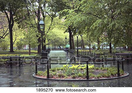 paths in a park area on a wet day; manhattan, new york city, new york, united states of america View Large Photo Image Stock Image - paths in a park area on a wet day; manhattan, new york city, new york, united states of america. Fotosearch