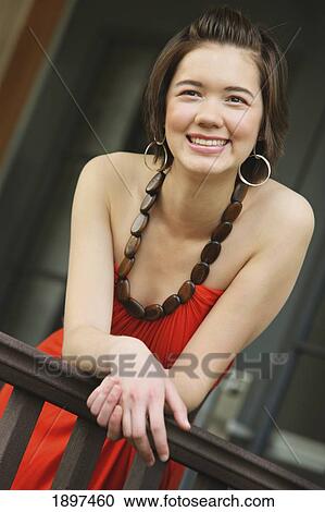 Stock Image - portrait of a young woman; troutdale, oregon, united states of america. Fotosearch