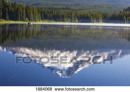 reflection of mount hood in trillium lake in the oregon cascades; oregon, united states of america View Large Photo Image Stock Photo - reflection of mount hood in trillium lake in the oregon cascades; oregon, united states of america. Fotosearch