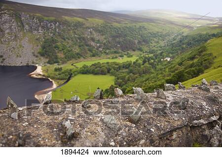 rock fence along the road near sally gap and lough tay; county wicklow, ireland View Large Photo Image Picture - rock fence along the road near sally gap and lough tay; county wicklow, ireland. Fotosearch