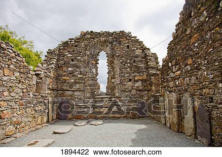 Stock Image - ruins of a monastery; glendalough, county wicklow, ireland. Fotosearch