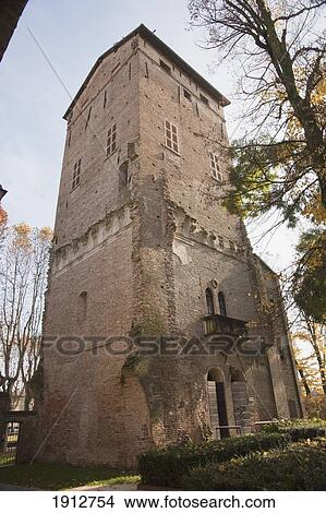 Picture - tower of rocca dei rossi castle; san secondo parmense, italy. Fotosearch