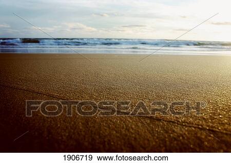 Stock Photo - water lines on a sandy beach; australia. Fotosearch