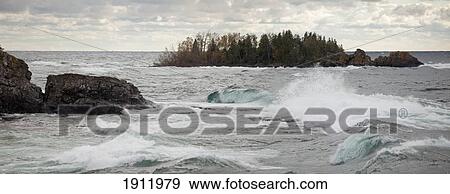 Stock Photo - waves on lake superior near wawa; ontario, canada. Fotosearch