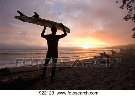 a man carrying his surfboard; sombrio beach, vancouver island, british columbia, canada View Large Photo Image Stock Photo - a man carrying his surfboard; sombrio beach, vancouver island, british columbia, canada. Fotosearch