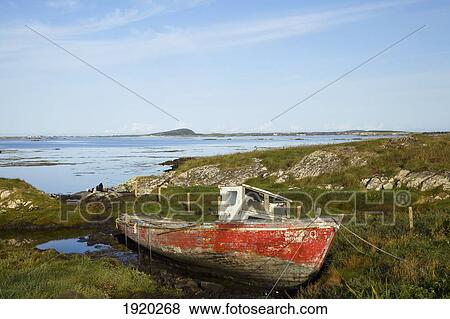 Abandoned Old Boat; Roundstone, County Galway, Ireland View Large Photo Image Stock Photo - Abandoned Old Boat; Roundstone, County Galway, Ireland. Fotosearch