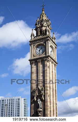 Stock Photograph - Albert Memorial Clock; Belfast, County Antrim, Northern Ireland. Fotosearch