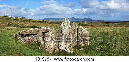 Stock Photo - Ancient Dolmen Ruins; Ballinskelligs, County Kerry, Ireland. Fotosearch