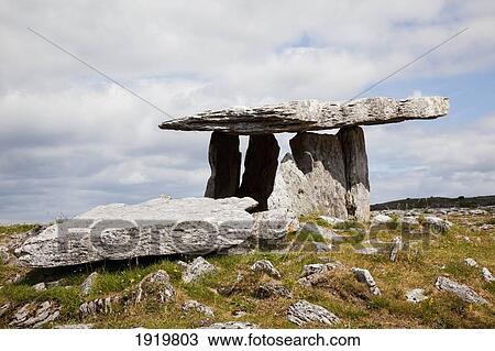 Stock Image - Ancient Poulnabrone Dolmen; County Clare, Ireland. Fotosearch