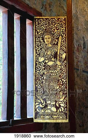 Stock Image - artwork detail in wat phra singh temple; chiang mai, thailand. Fotosearch