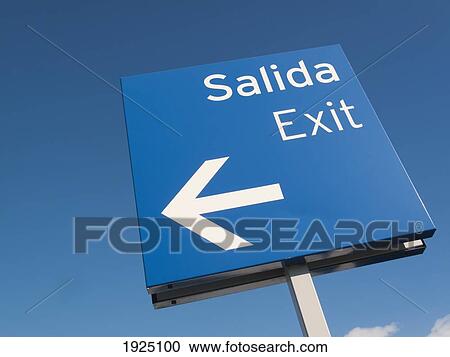 bilingual spanish/english exit road sign; fuengirola, malaga, spain View Large Photo Image Stock Image - bilingual spanish/english exit road sign; fuengirola, malaga, spain. Fotosearch