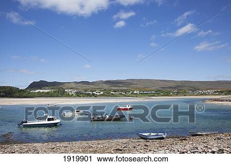 Stock Image - Boats On Bay; Mulranny, County Mayo, Ireland. Fotosearch