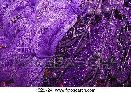 Picture - christmas tree decorated in purple; edmonton, alberta, canada. Fotosearch