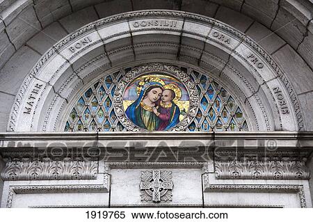 Stock Photography - Church Detail Of The Virgin Mary And Baby Jesus; Cork City, County Cork, Ireland. Fotosearch