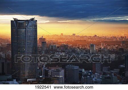 city skyline at sunset; tokyo, japan View Large Photo Image Stock Image - city skyline at sunset; tokyo, japan. Fotosearch