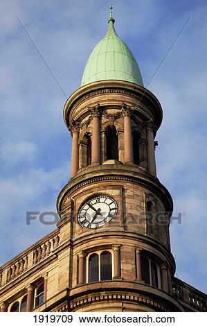 Stock Photo - Clock Tower In City Hall; Belfast, County Antrim, Northern Ireland. Fotosearch