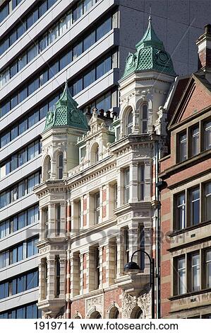 Picture - Contrasting Modern And Older Buildings; Belfast, County Antrim, Northern Ireland. Fotosearch