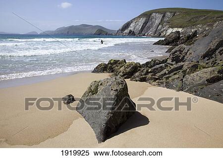 Stock Photography - Coomenoole Beach On The Dingle Peninsula; Dunquin, County Kerry, Ireland. Fotosearch