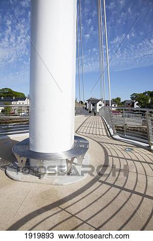 Detail Of New Modern Pedestrian Bridge; Ballina, County Mayo, Ireland View Large Photo Image Stock Image - Detail Of New Modern Pedestrian Bridge; Ballina, County Mayo, Ireland. Fotosearch