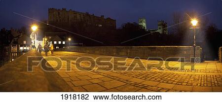 Stock Image - durham castle and cathedral in evening; durham, england. Fotosearch