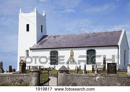 Stock Photo - Exterior Of Ballintoy Parish Church; Ballintoy, County Antrim, Northern Ireland. Fotosearch