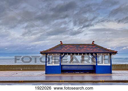 Stock Photograph - gazebo at seaside resort; redcar, teesside, england. Fotosearch