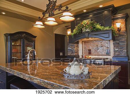 granite countertop on island in kitchen; st. albert, alberta, canada View Large Photo Image Stock Image - granite countertop on island in kitchen; st. albert, alberta, canada. Fotosearch