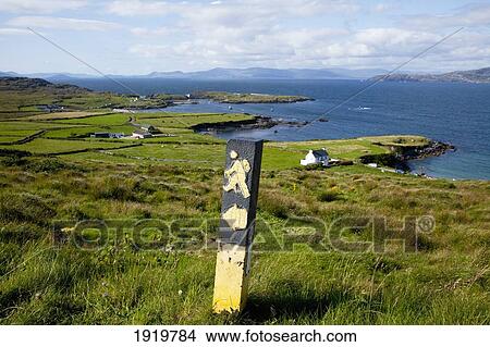 Picture - Hiking Signpost On Coastline; Allihies, County Cork, Ireland. Fotosearch