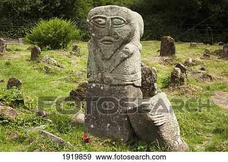 Stock Photo - Historic Stone Carvings; Boa Island, County Fermanagh, Northern Ireland. Fotosearch