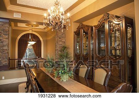 luxurious estate home formal dining room; st. albert, alberta, canada View Large Photo Image Stock Photo - luxurious estate home formal dining room; st. albert, alberta, canada. Fotosearch