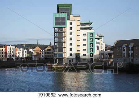Stock Image - Modern Waterfront Buildings; Sligo Town, County Sligo, Ireland. Fotosearch