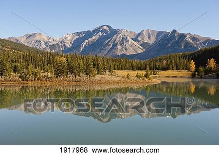 Stock Photo - mount inglismaldie at cascade ponds in banff national park; banff, alberta, canada. Fotosearch