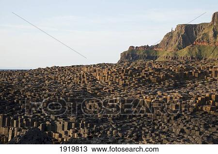 Stock Image - Natural Basalt Column Rock Formations; Giant'S Causeway, County Antrim, Northern Ireland. Fotosearch