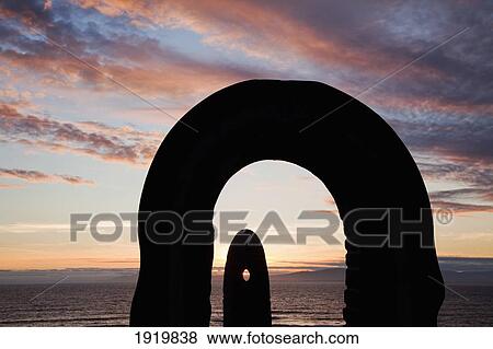 Stock Photo - Ocean Rock Formations In Silhouette; Bundoran, County Donegal, Ireland. Fotosearch