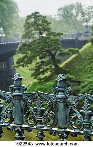 Stock Image - ornamental railing at imperial palace; toyko, japan. Fotosearch