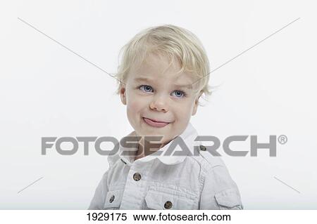Stock Photography - portrait of blonde toddler boy. Fotosearch