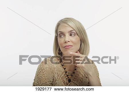 Stock Photo - portrait of woman thinking. Fotosearch