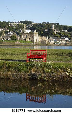 Red Bench By Waterfront; Timoleague, County Cork, Ireland View Large Photo Image Stock Image - Red Bench By Waterfront; Timoleague, County Cork, Ireland. Fotosearch