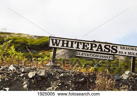 Stock Photography - road sign along white pass & yukon route; skagway, alaska, usa. Fotosearch