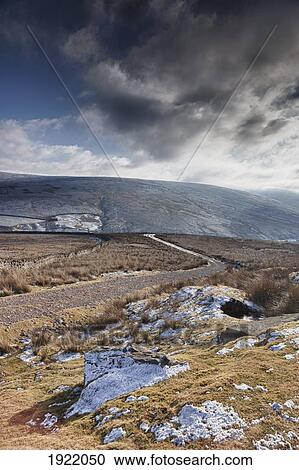 Stock Image - road through landscape; yorkshire dales, england. Fotosearch