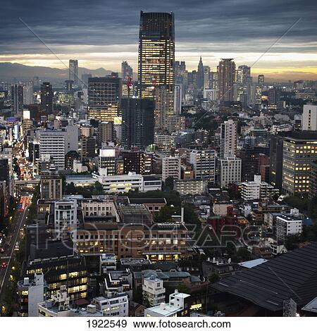 Stock Photo - skyline at dusk; tokyo, japan. Fotosearch