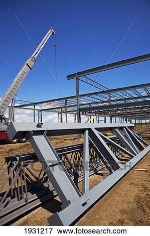 Stock Photo - steel structure of building construction; edmonton, alberta, canada. Fotosearch