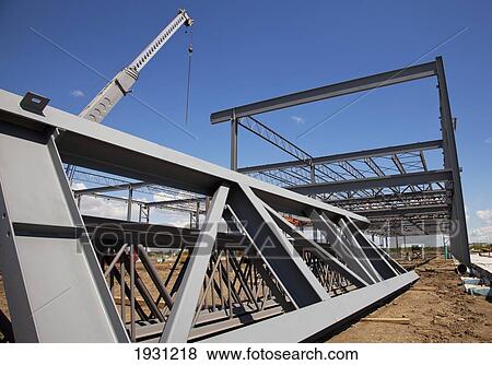Stock Photo - steel structure of building construction; edmonton, alberta, canada. Fotosearch