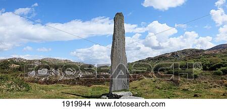 Picture - The Ballycrovane Ogham Stone Near Eyeries; County Cork, Ireland. Fotosearch