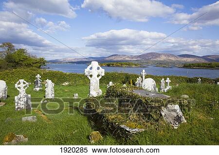 Stock Photography - Tombstones In An Old Cemetery; Templenoe, County Kerry, Ireland. Fotosearch