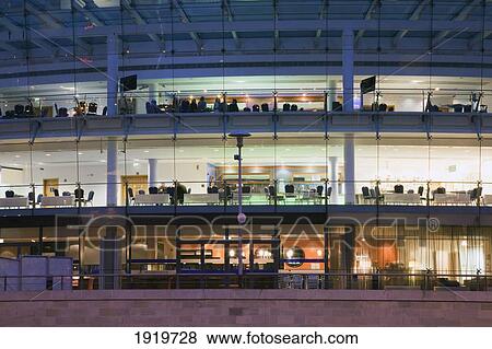 Waterfront Hall Windows Lit Up At Night; Belfast, County Antrim, Northern Ireland View Large Photo Image Stock Photo - Waterfront Hall Windows Lit Up At Night; Belfast, County Antrim, Northern Ireland. Fotosearch